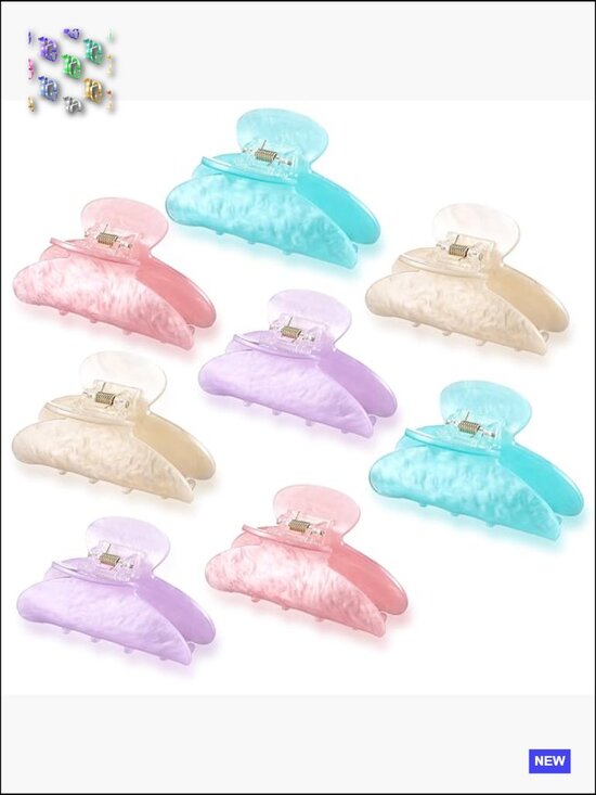 8 Large Acrylic Hair Claw Clips Strong Hold French Style Non Slip Bulk Set main image 4